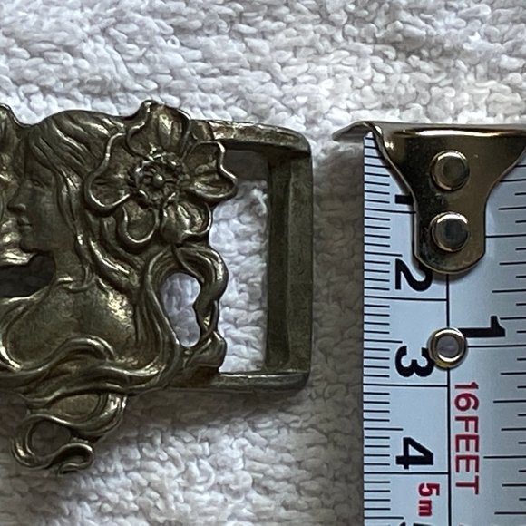 RICHARD SYNEK Art Nouveau Belt Buckle Signed Vintage Woman Hair Bust ‘60’s-70’s
